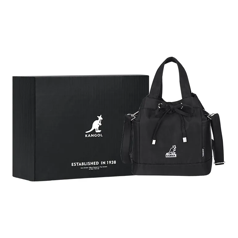 KANGOL Fabric Bucket Bag Cylinder Bag Crossbody Bag Handbag Medium Size Unisex Multicolor-6