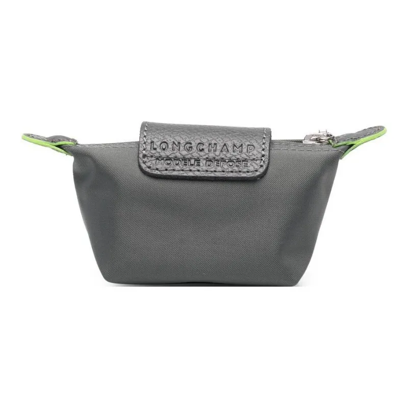 LONGCHAMP Le Pliage Green Canvas With Leather Trim Dumpling Bag Canvas Bag Coin Purse Women's Gray-1
