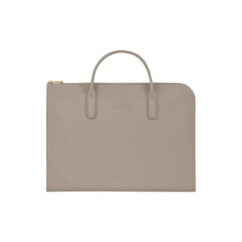 LONGCHAMP Le Foulonné Cow Leather Portable Briefcase Small Size Men's Beige