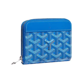 GOYARD MATIGNON Canvas With Leather Wallet Small Size Unisex Blue