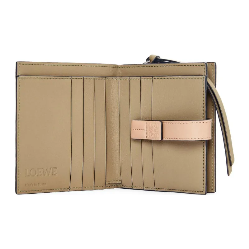LOEWE Grained Calfskin Wallet Women's Daylily Green/Gray Beige-3