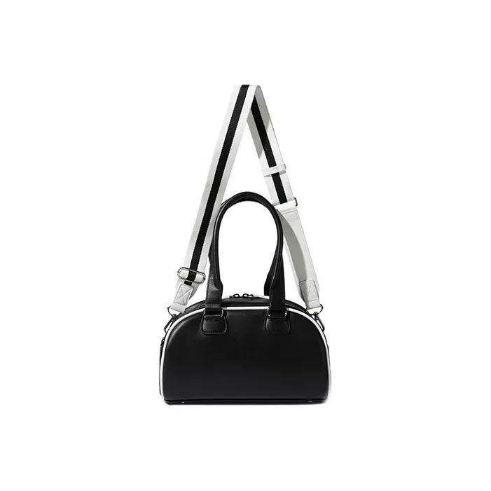FILA Leather Bowling Bag, Shoulder Bag, Crossbody Bag, Handbag Regular Unisex Black-3