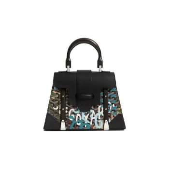 GOYARD Saigon Canvas With Leather Shoulder Bag Crossbody Bag Handbag Small Size Women's Black/Blue