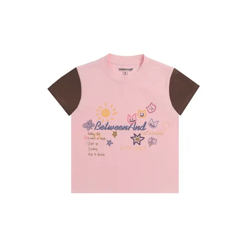 BETWEENAND Crop Tops Women's Pink-Brown Raglan