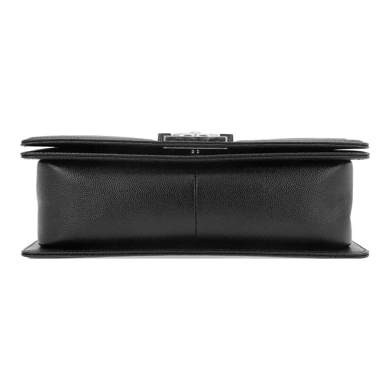 CHANEL LEBOY Calfskin Shoulder Bag Crossbody Bag Medium Size Women's Black-3