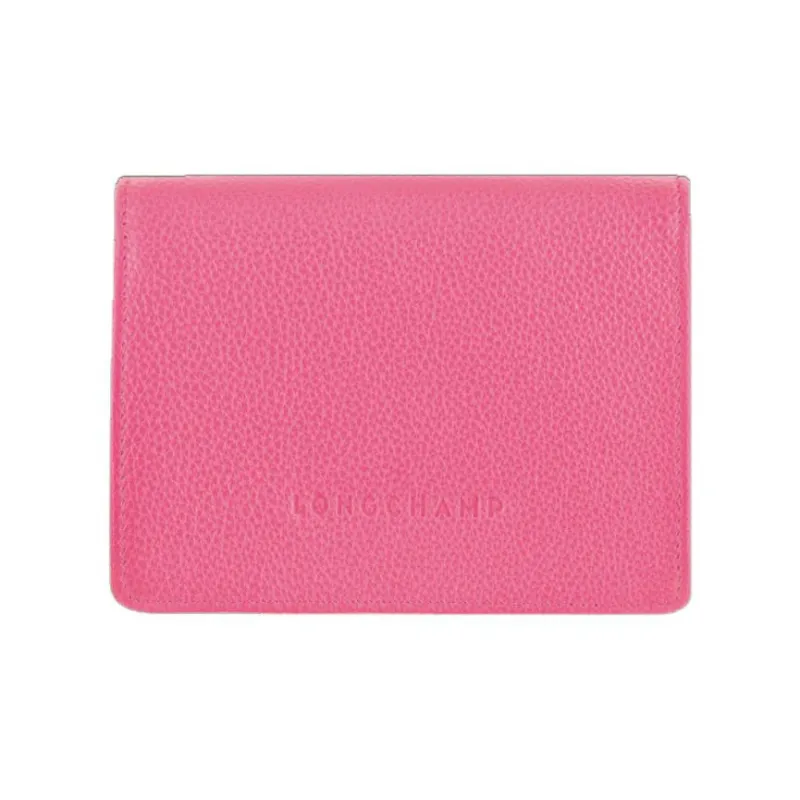 LONGCHAMP Le Foulonné Cow Leather Card Holder Wallet Men's Pink-0