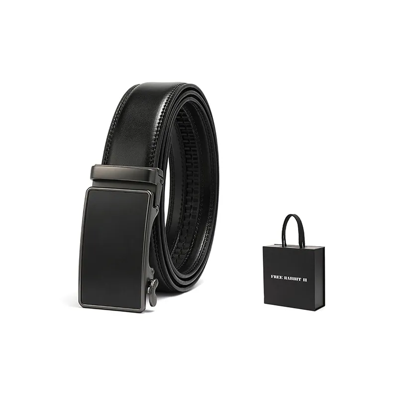 FREE RABBITⅡ Genuine Leather Automatic Buckle Belt Cow Leather Belts Men's-2