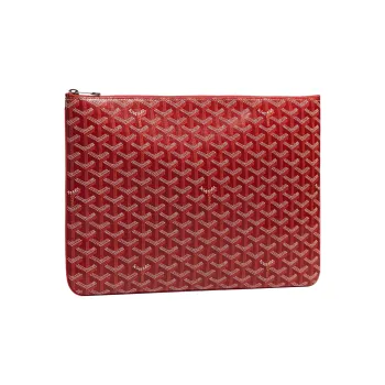GOYARD SENAT Canvas With Leather Wallet Toiletry Bag Clutch Unisex Red