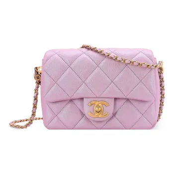 CHANEL Classic Flap CF Embossed Calfskin With Grains Square Fatty Shoulder Bag Crossbody Bag Regular Women's Pink