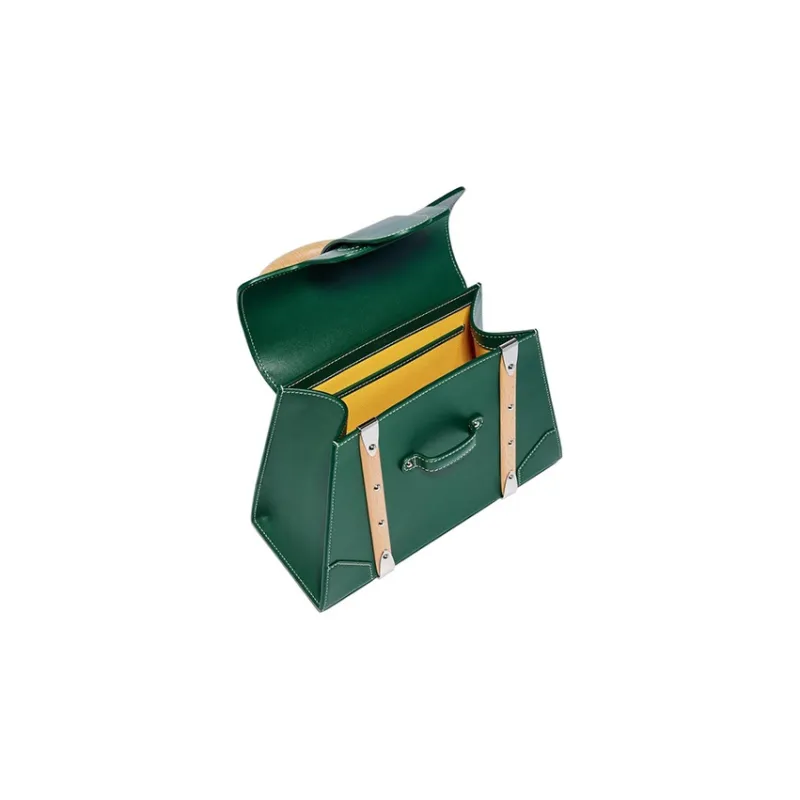 GOYARD Saigon Cross-Grain Calfskin Shoulder Bag Crossbody Bag Handbag Small Size Unisex Green-3