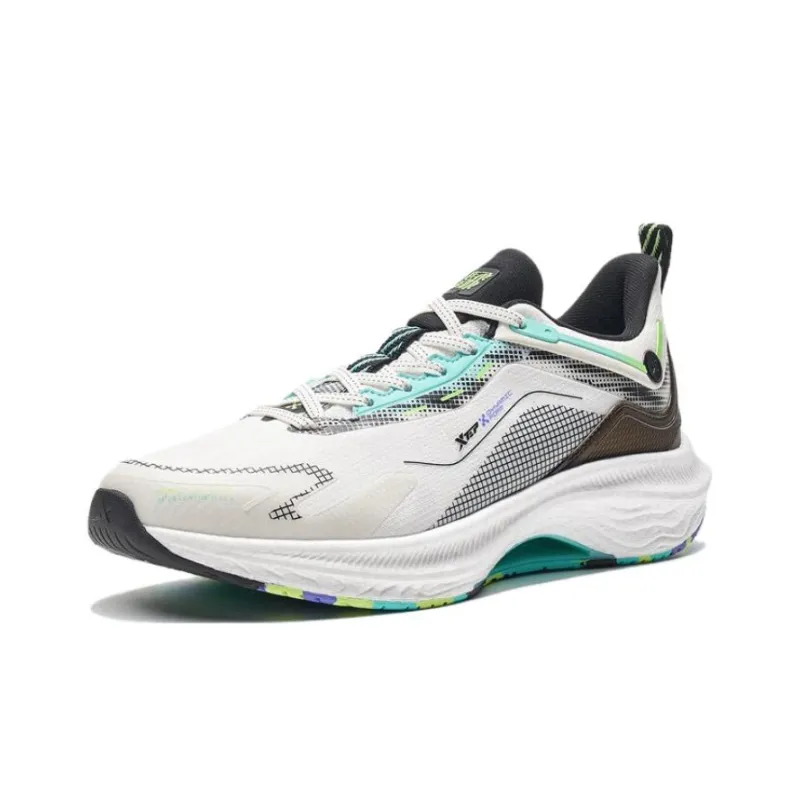 XTEP Leap 2.0 Anti Slip And Wear Resistant Breathable Low Top Running Shoes Men's White Black Green-1