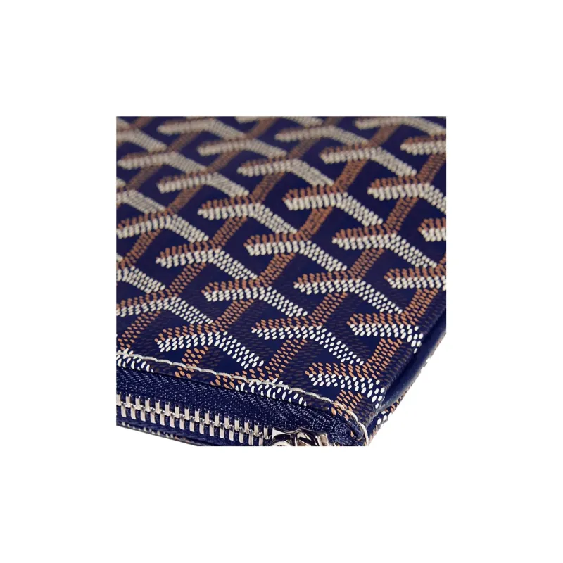 GOYARD SENAT Canvas With Leather Wallet, Toiletry Bag, Clutch Medium Size Unisex Marine Blue-2