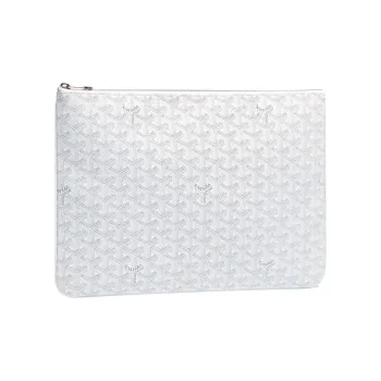 GOYARD SENAT Canvas With Leather Wallet, Toiletry Bag, Clutch Unisex White