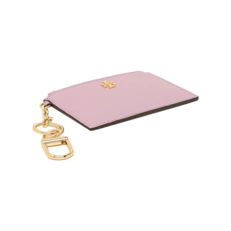 TORY BURCH Emerson Leather Wallet, Coin Purse, Card Holder Trumpets Women's Light Purple-4