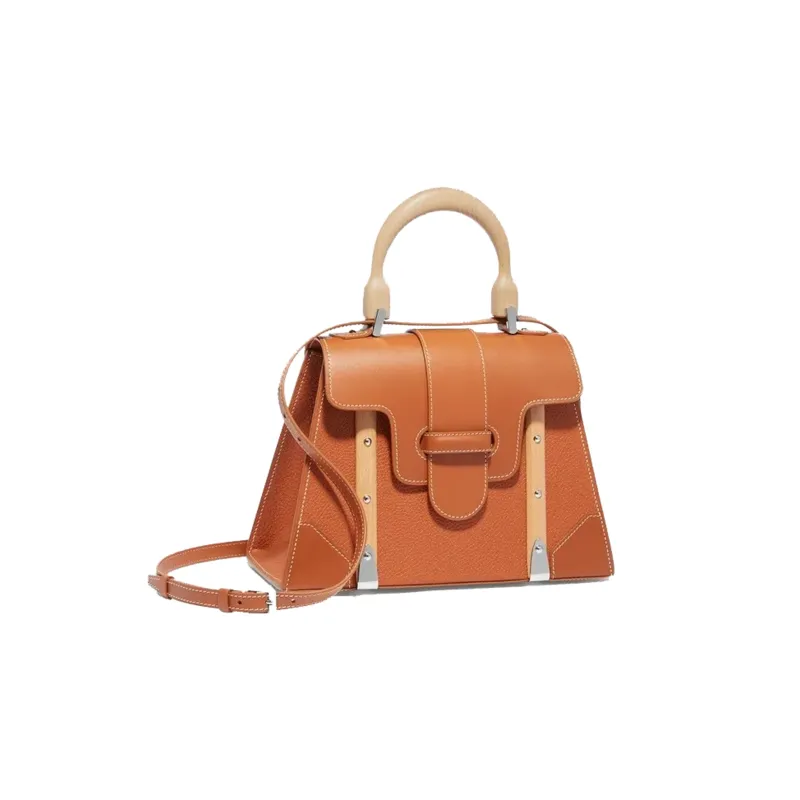 GOYARD Saigon Crumbsie Leather With Decise Bullhide Shoulder Bag Crossbody Bag Handbag Small Size Unisex Brown-1