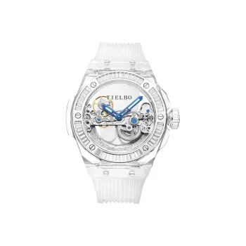 TIELBO Crystal Collection Mechanical Movement Watch Unisex White Dial T711-1-1