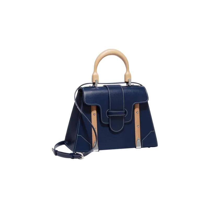 GOYARD Saigon Cross-Grain Calfskin Shoulder Bag Crossbody Bag Handbag Small Size Unisex Marine Blue-1