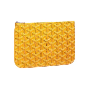 GOYARD SENAT Canvas With Leather Toiletry Bags Storage Bags Clutches Small Size Unisex Yellow