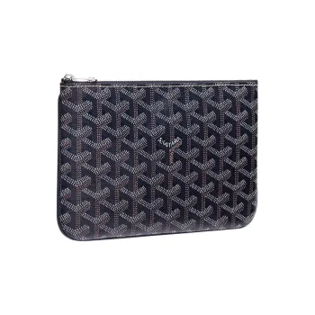 GOYARD SENAT Canvas With Leather Toiletry Bags Storage Bags Clutches Small Size Unisex Marine Blue