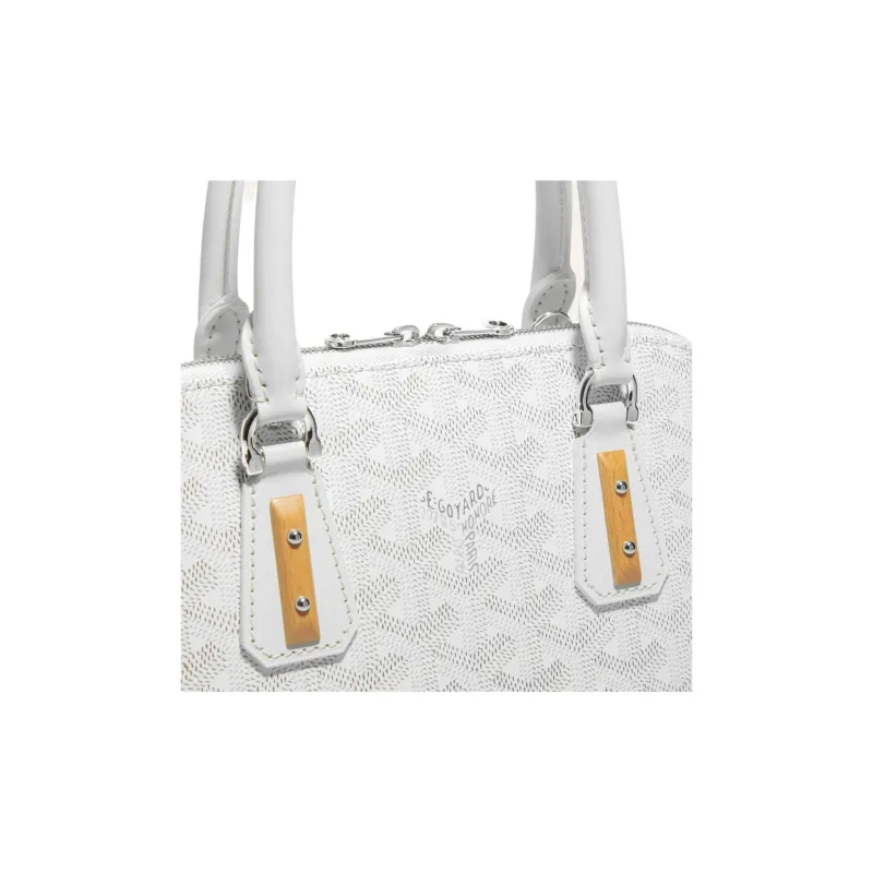 GOYARD Vendôme Canvas With Leather Shoulder Bag Crossbody Bag Handbags Small Size Unisex White-3