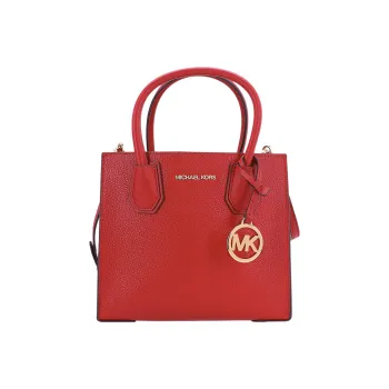 MICHAEL KORS Mercer Litchi Grain Cow Leather Trunk Bag Handbag Crossbody Bag Small Size Women's Red