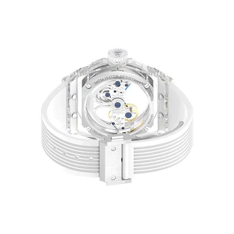 TIELBO Crystal Collection Mechanical Movement Watch Unisex White Dial T711-1-1-3