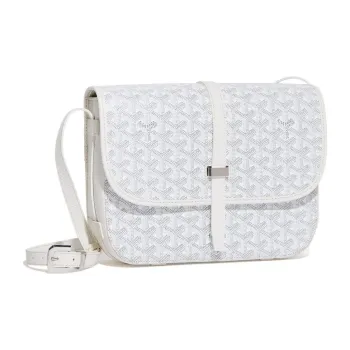 GOYARD Belvédère Canvas With Leather Crossbody Bags Shoulder Bags Unisex White