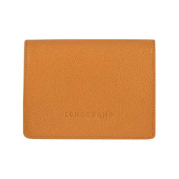 LONGCHAMP Le Foulonné Cow Leather Card Holder Wallet Men's Orange