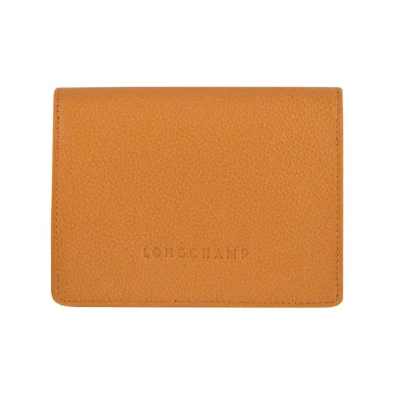 LONGCHAMP Le Foulonné Cow Leather Card Holder Wallet Men's Orange-0