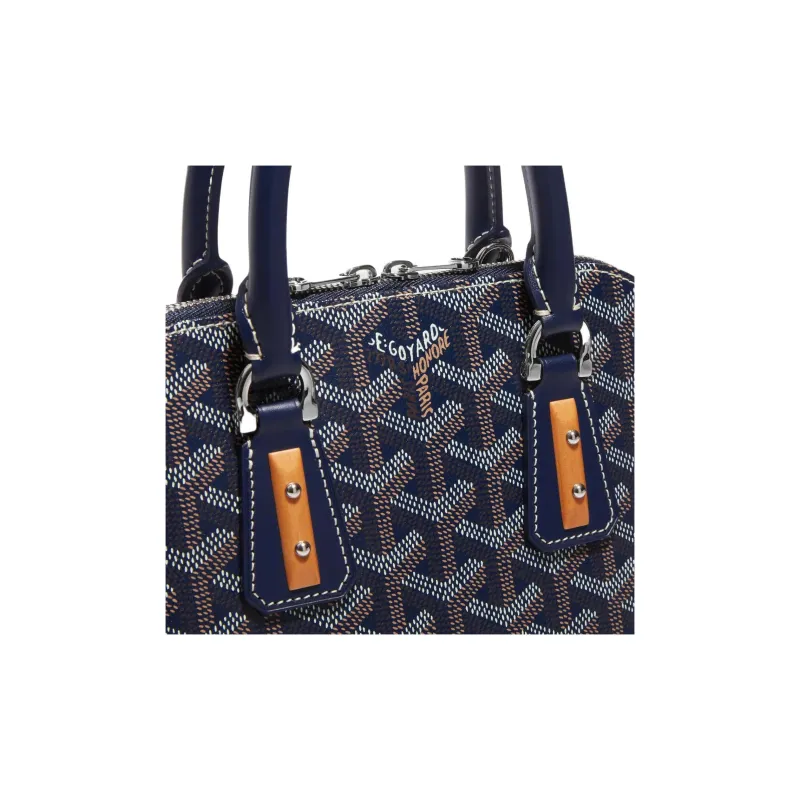 GOYARD Vendôme Canvas With Calfskin Dome Bag Handbag, Shoulder Bag Mini Women's Marine Blue-4