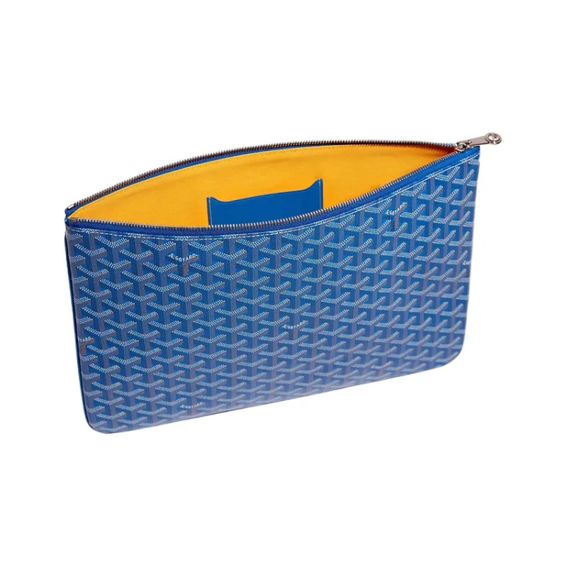 GOYARD SENAT Canvas With Leather Wallet Toiletry Bag Clutch Medium Size Unisex Blue-1