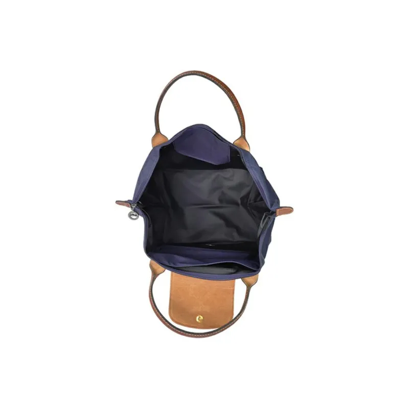 LONGCHAMP Le Pliage Recycled Polyamide Canvas With Cow Leather Dumpling Bag Handbag Medium Size Women's Sea Blue-4