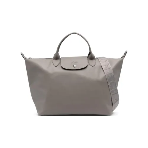 LONGCHAMP Le Pliage Cow Leather Shoulder with bag, Crossbody with bag, Handbag Large Size Women's Gray