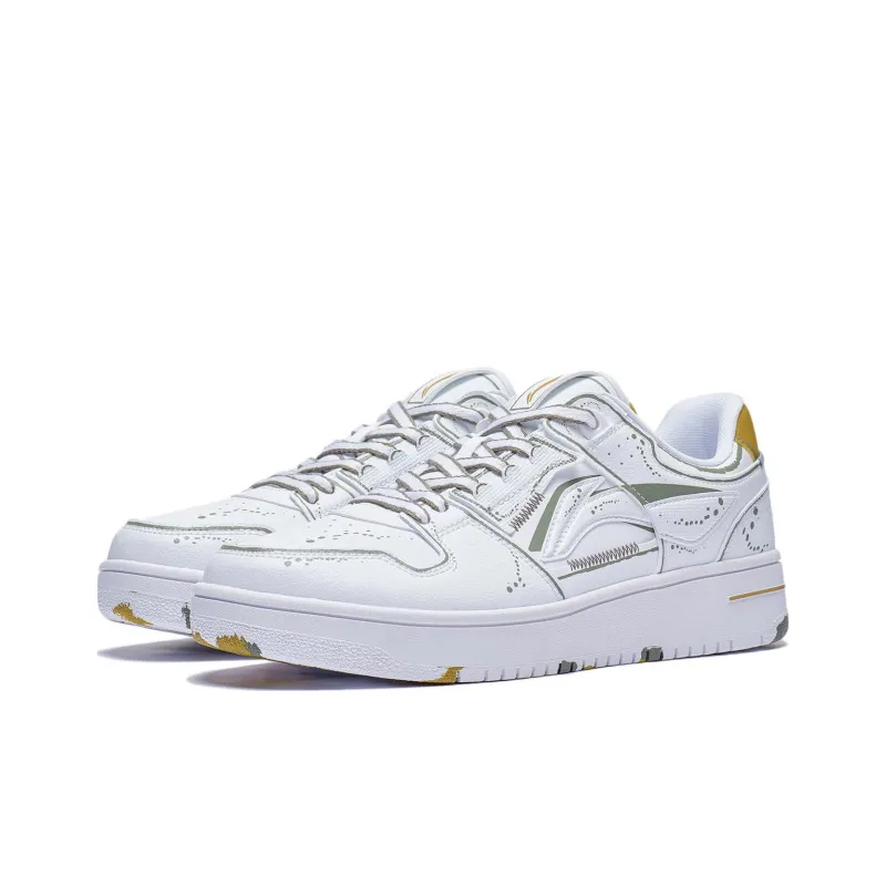 LiNing Tianji Anti Slip Wear Resistant Low Top Skateboard Shoes Men's White Gold-2