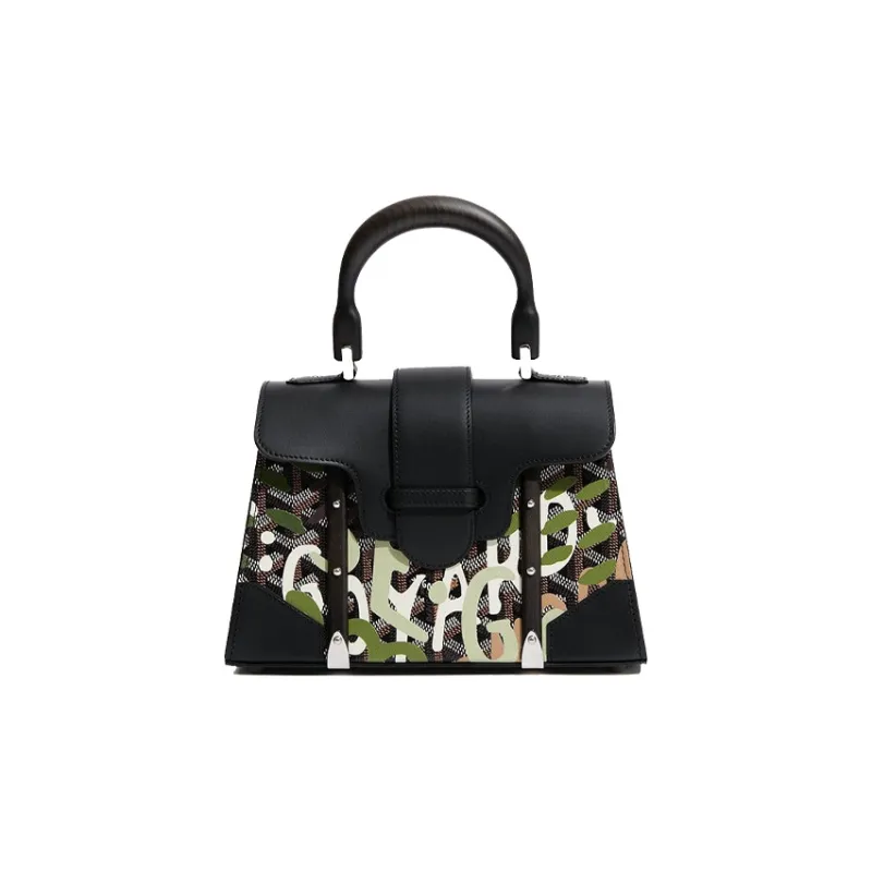 GOYARD Saigon Canvas With Leather Shoulder Bag Crossbody Bag Handbag Mini Women's Black/Green-0