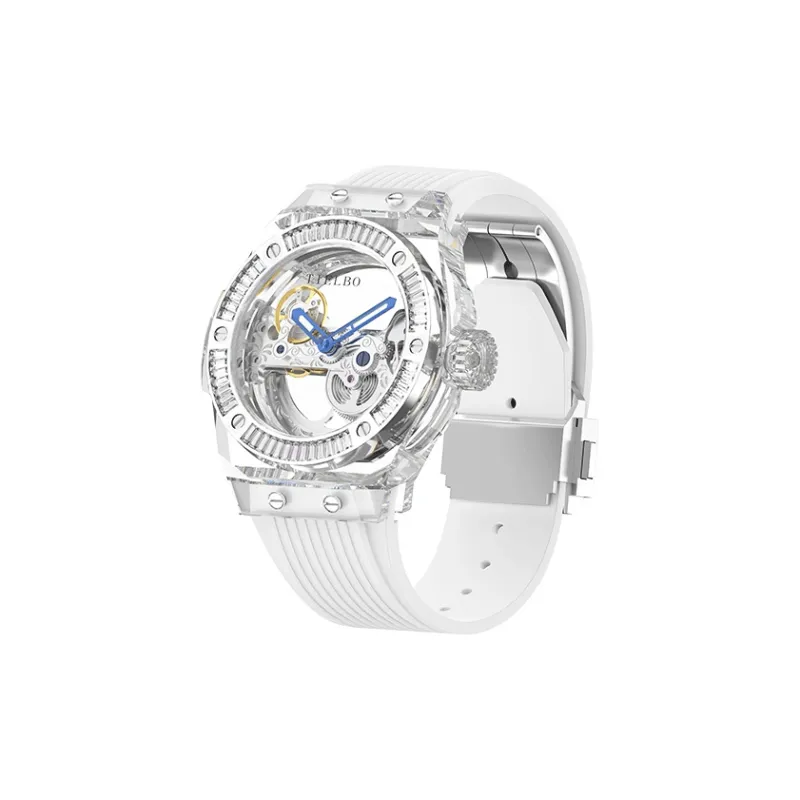 TIELBO Crystal Collection Mechanical Movement Watch Unisex White Dial T711-1-1-1