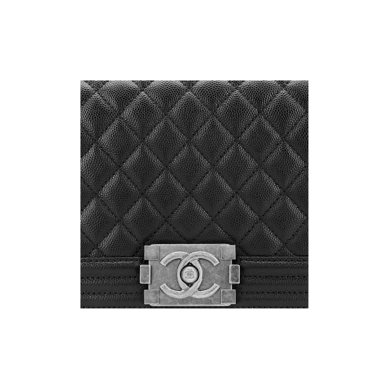 CHANEL LEBOY Calfskin Shoulder Bag Crossbody Bag Medium Size Women's Black-5