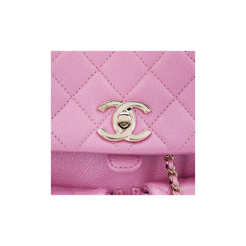 CHANEL Grain Litchi Grain Calfskin Backpack Medium Size Women's Pink-4