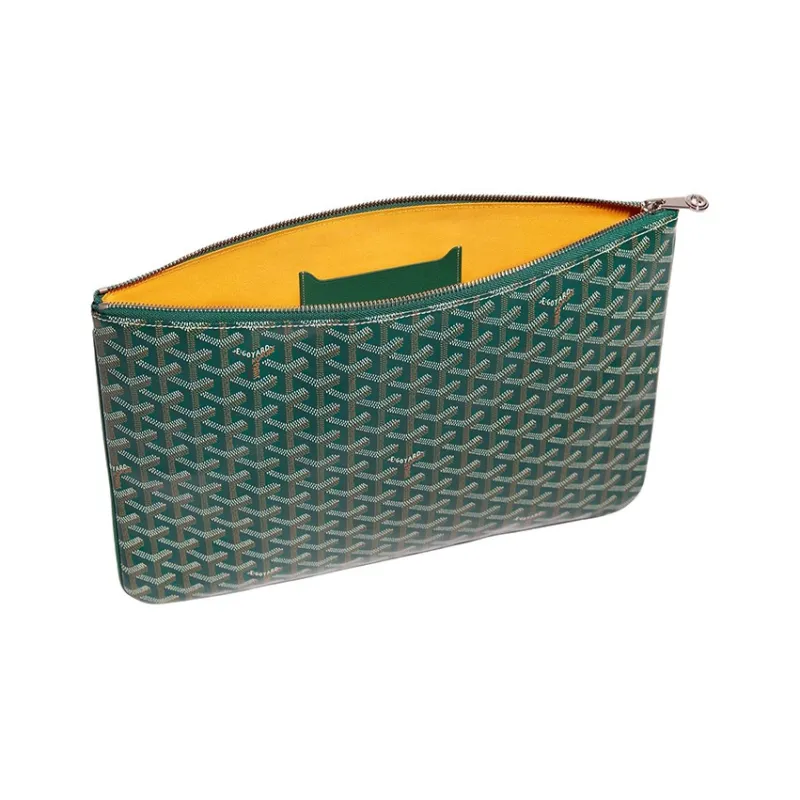 GOYARD SENAT Canvas With Leather Wallet, Toiletry Bag, Clutch Regular Unisex Green-1