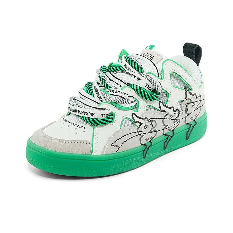Kappa Low Top Skateboard Shoes Unisex White Green-1