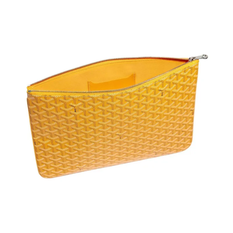 GOYARD SENAT Canvas With Leather Wallet Toiletry Bag Clutch Unisex Yellow-1
