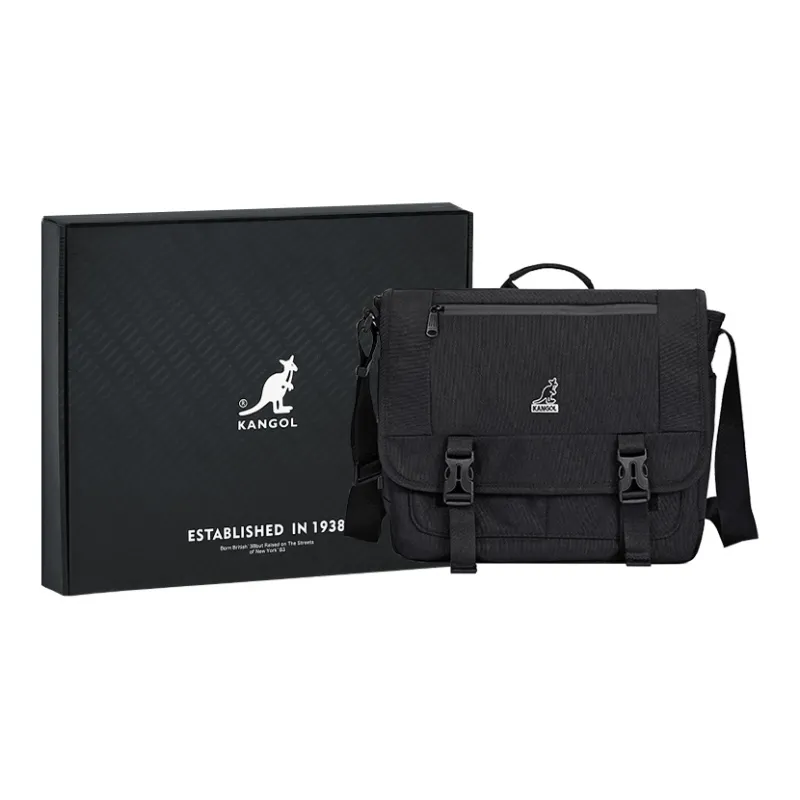 KANGOL Fabric Laptop Bag, Messenger Bag, Crossbody Handbag Regular Unisex Black-3