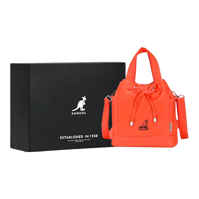 KANGOL Fabric Bucket Bag Cylinder Bag Crossbody Bag Handbag Medium Size Unisex Multicolor-12