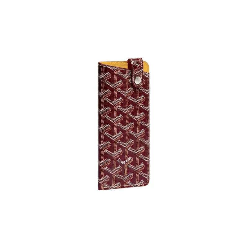 GOYARD Montmartre Canvas With Suede Calfskin Eyeglass Pouch Small Size Unisex Burgundy-0