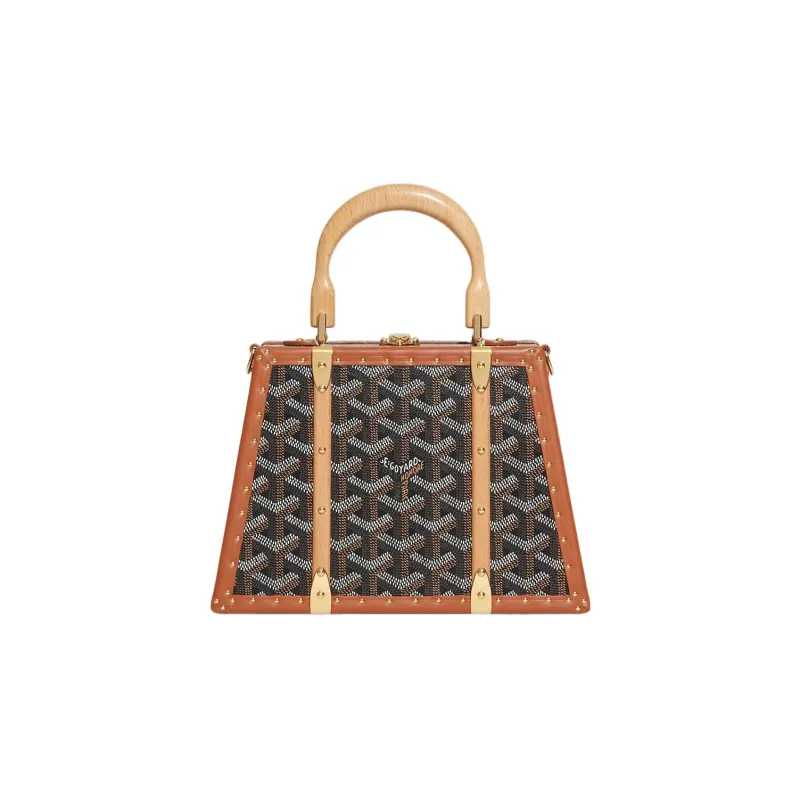 GOYARD Saigon Canvas With Calfskin Hard Case Handbag Mini Unisex Brown-0
