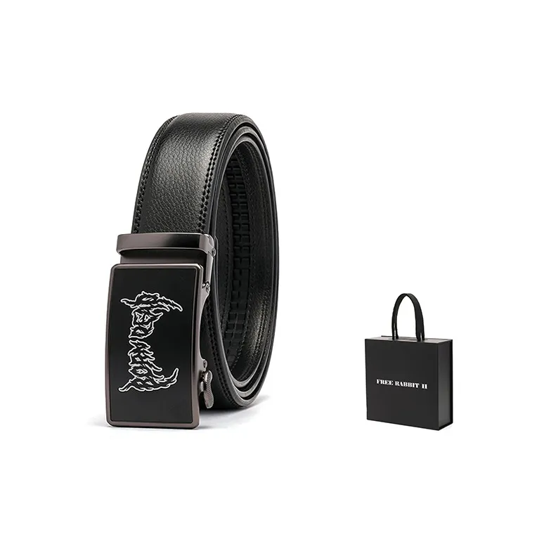 FREE RABBITⅡ Genuine Leather Automatic Buckle Belt Men's Cow Leather Belt Men's-3