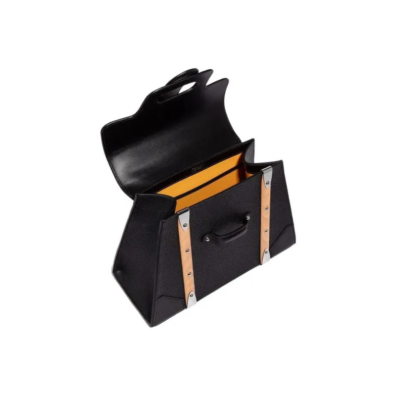 GOYARD Saigon Crumbsie Leather With Decise Bullhide Shoulder Bag Crossbody Bag Handbag Small Size Unisex Black-2