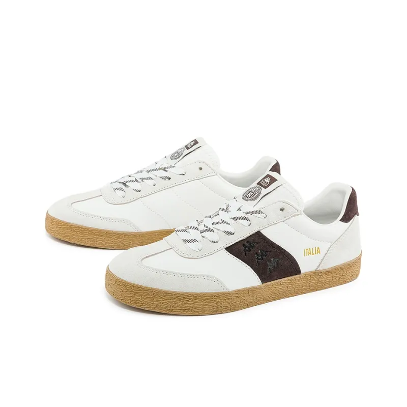 Kappa Anti Slip Wear Resistant Low Top Skateboard Shoes Unisex Korean White/Chocolate Dark Brown-2