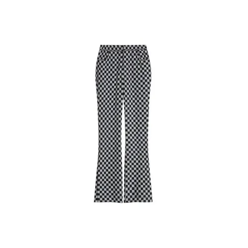 ELF SACK Casual Pants Women's Gray Black Checkered