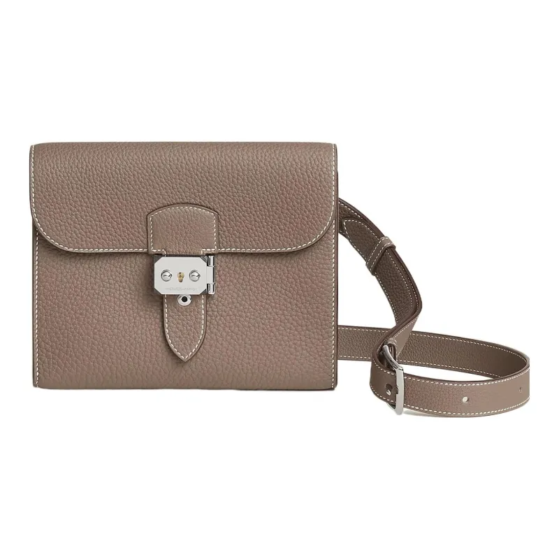 HERMES Sac A Depeches Togo Calfskin Messenger Bag, Crossbody Bag, Shoulder Bag Men's 18 Etoupe Elephant Gray-0